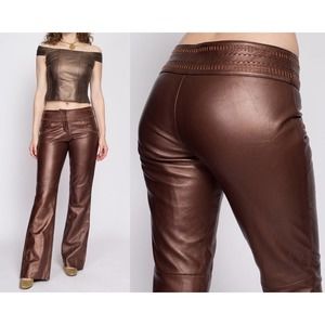 90s Y2K Cache Low Rise Leather Pants - Medium‎ | Vintage